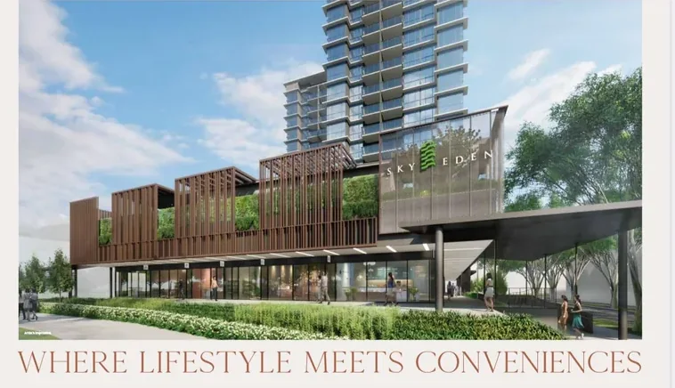 Close-up render of a lifestyle storefront at Shoppes @ Sky Eden